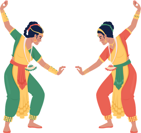 Mulheres realizando dança espiritual no Diwali  Ilustração