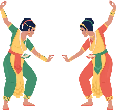 Mulheres realizando dança espiritual no Diwali  Ilustração