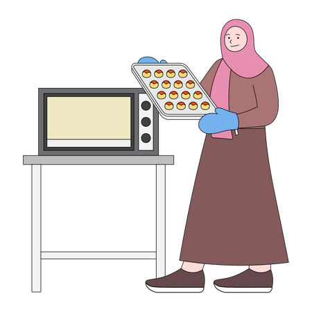 Mulheres assando biscoitos  Ilustração
