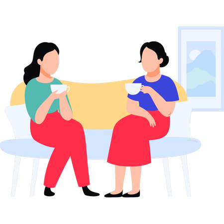 Mulheres tomando chá  Ilustração