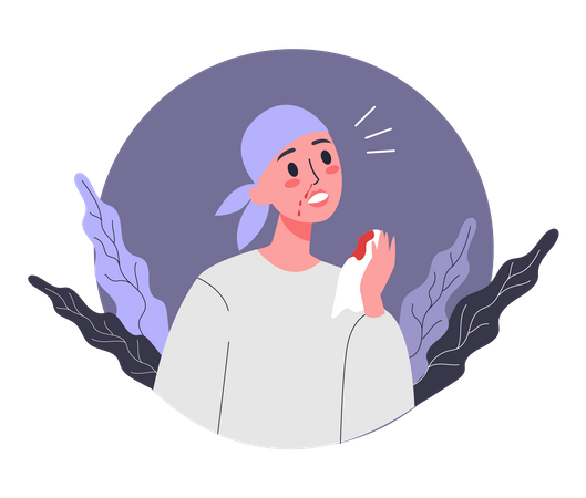 Mulheres com problema de sangramento nasal  Ilustração