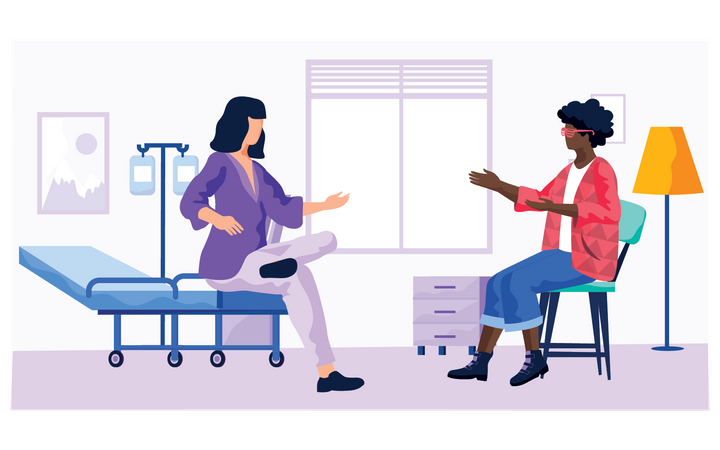 Mulheres discutindo sobre podcast  Ilustração