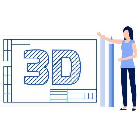 Mulheres fazendo gráfico 3D  Ilustração