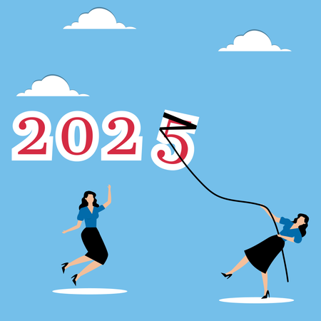 Mulheres levantam número 5 para 2025  Ilustração