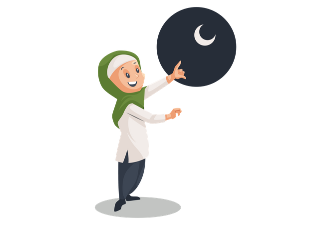 Mulheres muçulmanas mostrando meia lua  Ilustração