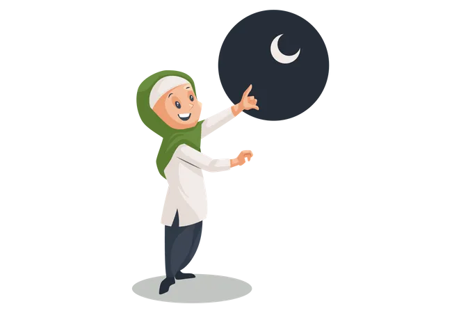 Mulheres muçulmanas mostrando meia lua  Ilustração