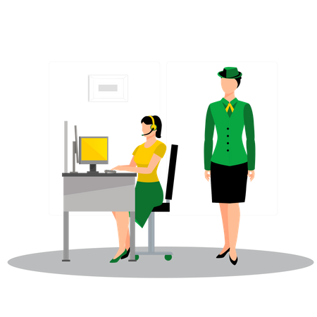 Mulheres que trabalham no escritório de segurança  Illustration
