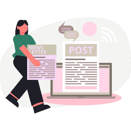 Mulheres segurando boletim informativo  Illustration