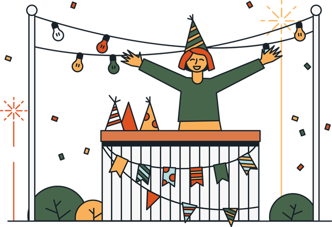 Mulheres usando chapéu de festa  Ilustração