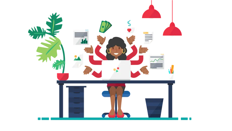 Multi tasking business woman  Illustration