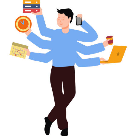 Multi-tasking employee Illustration
