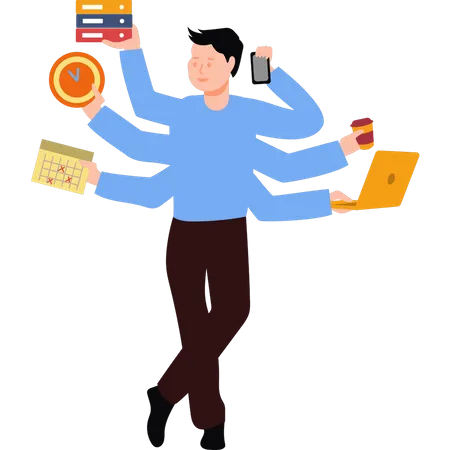 Multi-tasking employee Illustration