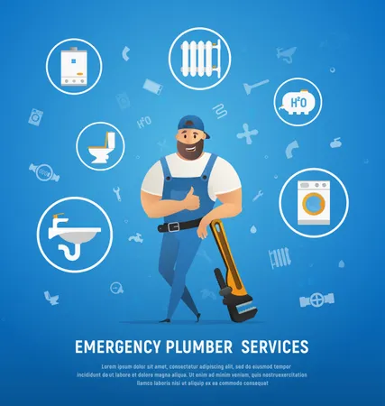 Multi tasking plumber or services of plumber  Illustration