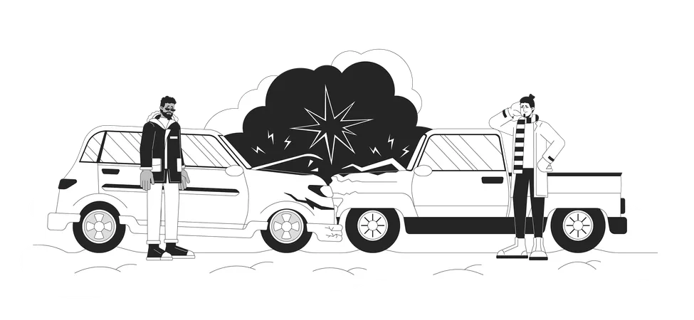 Multi-vehicle accident during winter storm  Illustration