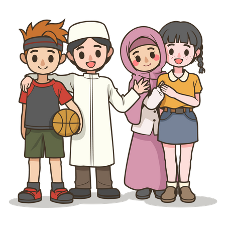 Multicultural and multiracial people Illustration