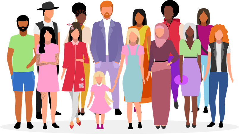Multicultural people group  イラスト