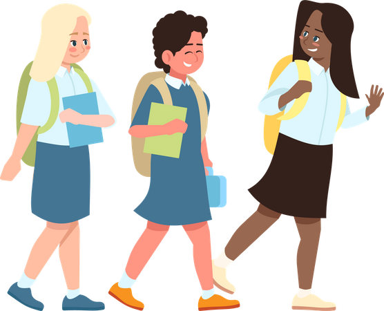 Multicultural school children  イラスト