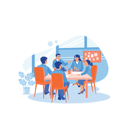 Multicultural Workers Hold Meetings And Discuss Together In Meeting Room  Illustration