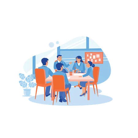 Multicultural Workers Hold Meetings And Discuss Together In Meeting Room  Illustration