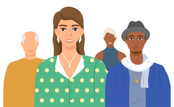 Multiethnic group of people  Illustration