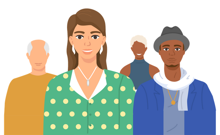 Multiethnic group of people  Illustration