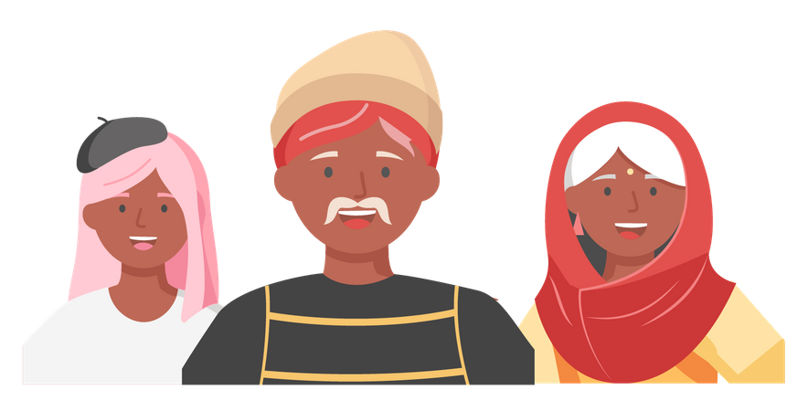 Multiethnische Gruppe von Menschen, die zusammenstehen  Illustration