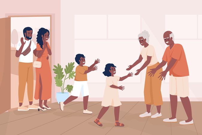 Multigenerational family meeting  Illustration