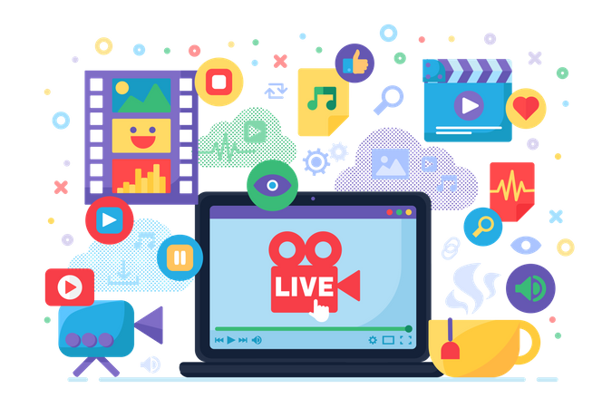 Multimedia live stream production  Illustration