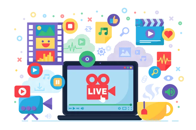 Multimedia live stream production  Illustration