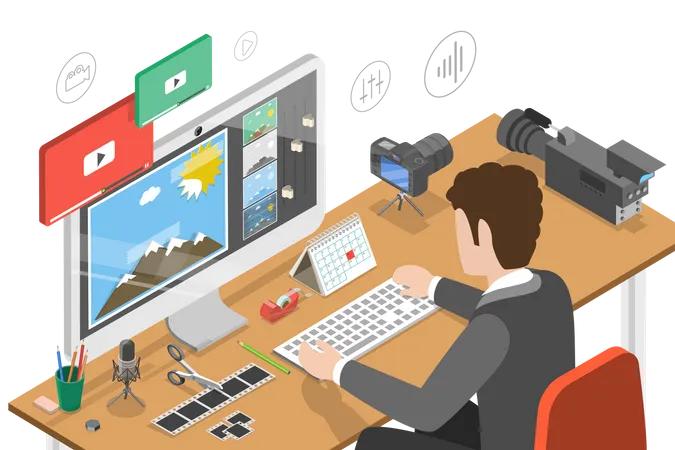 3 D Isometric Flat Vector Conceptual Illustration Of Photo Editing Software Multimedia Production Illustration