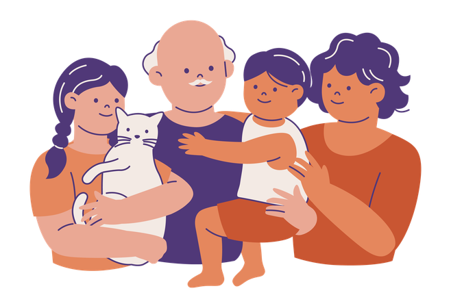 Multiracial Family  Illustration