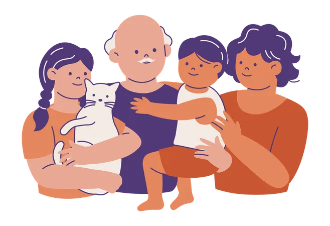 Multiracial Family  Illustration