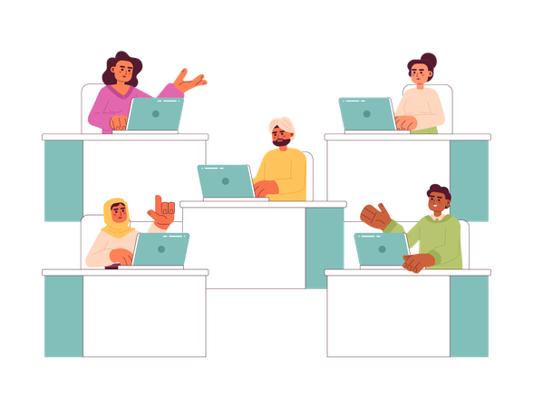 Multiracial people at office  Illustration