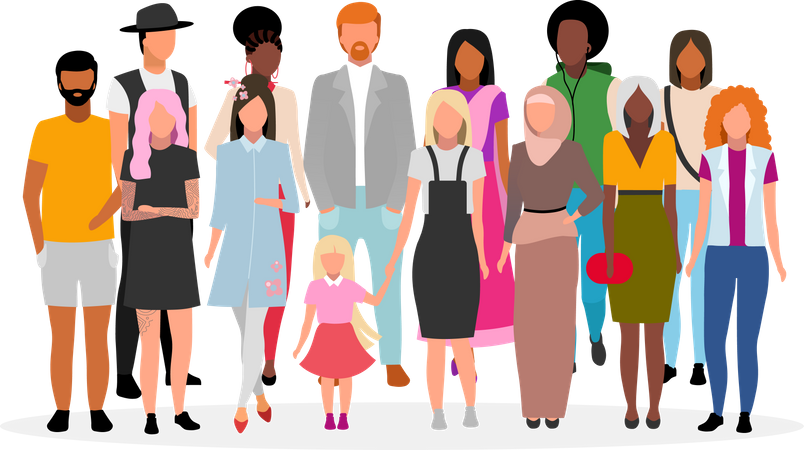 Multiracial people group  イラスト
