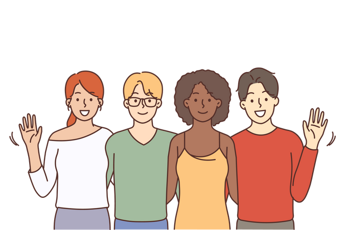 Multiracial people stay united Illustration