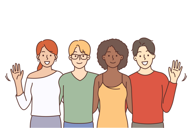 Multiracial people stay united  イラスト