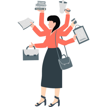 Multitalented women doing multiple jobs  Illustration