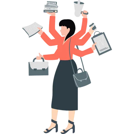 Multitalented women doing multiple jobs  Illustration