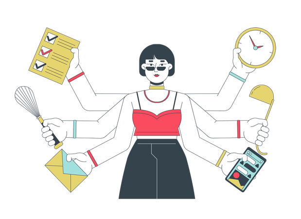 Multitasking business woman  Illustration