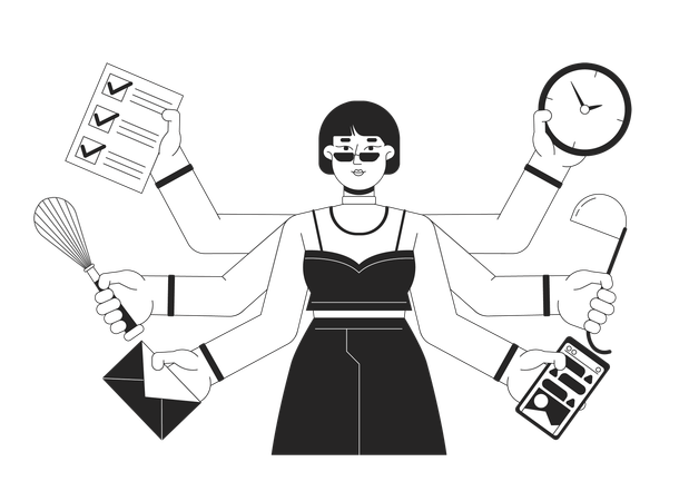 Multitasking business woman  Illustration