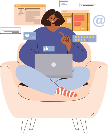 Multitasking business woman freelancer  Illustration