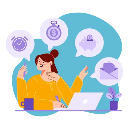 Multitasking Business Woman  Illustration