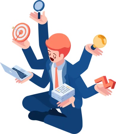 Multitasking businessman  Illustration