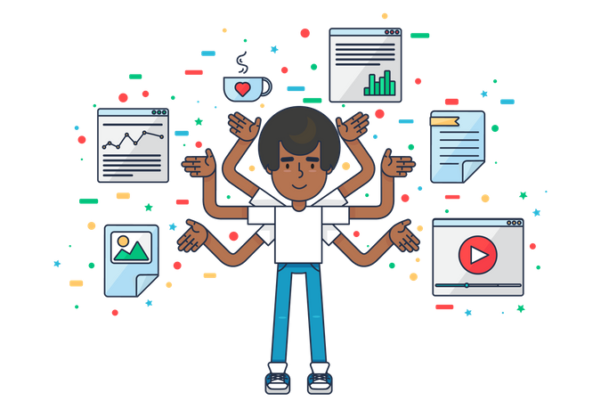 Multitasking Businessman  Illustration