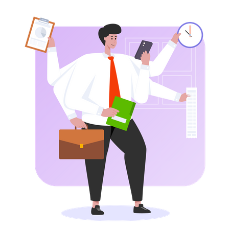 Multitasking Employee Illustration