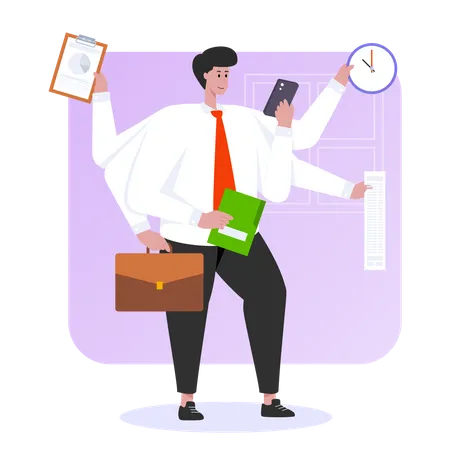 Multitasking Employee  Illustration