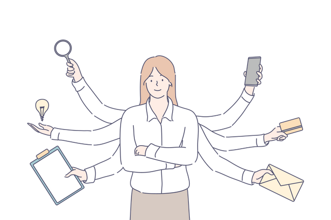 Multitasking Female employee  Illustration