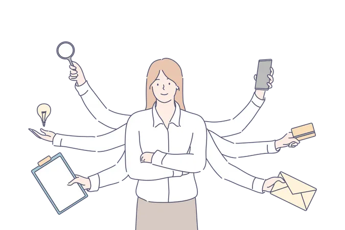 Multitasking Female employee  Illustration
