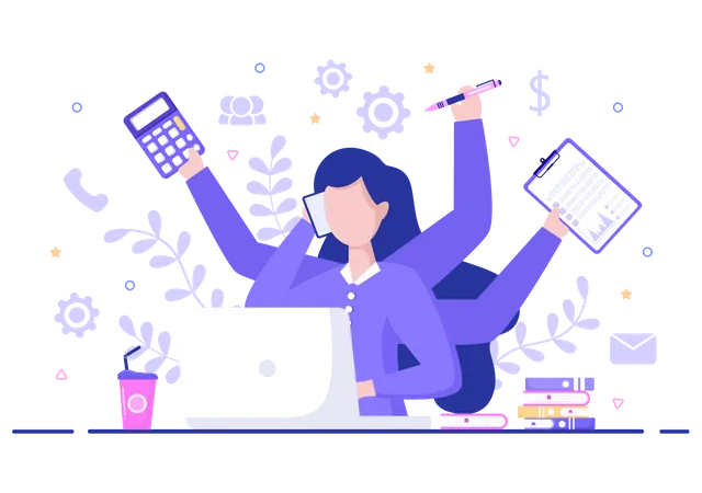 Multitasking-Frau  Illustration