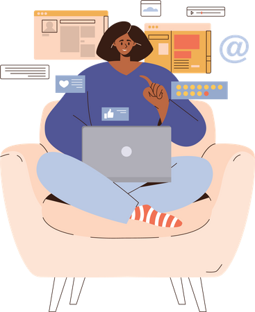 Multitasking-Geschäftsfrau als Freiberuflerin  Illustration